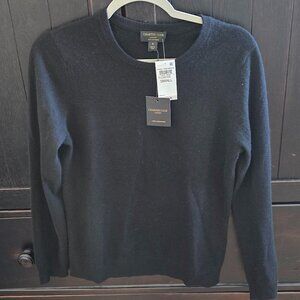 NWT Charter Club Black Crewneck Cashmere Sweater Size Small S Org $159